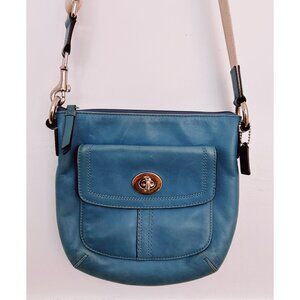 Vintage Coach Turquoise Leather Over the Shoulder Purse